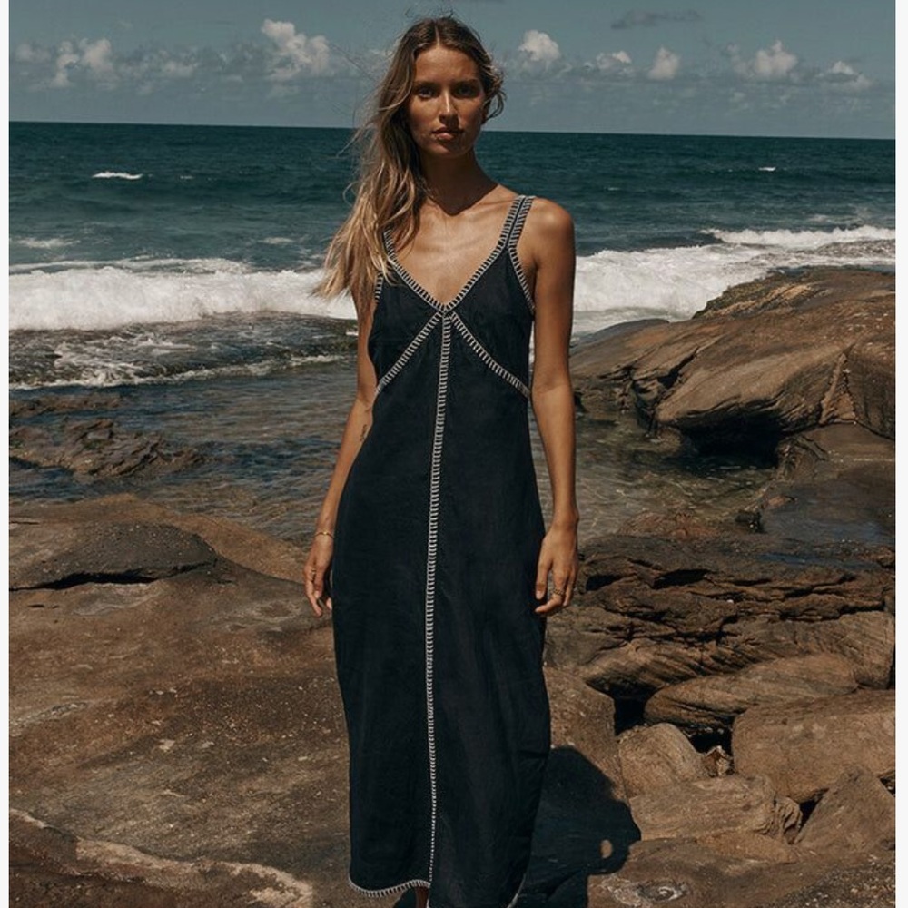 DISSH Bella Black Linen Slip Dress